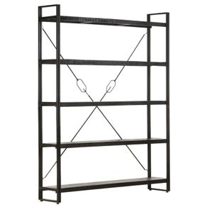 5-Tier Bookcase Black 140x30x180 cm Solid Mango Wood