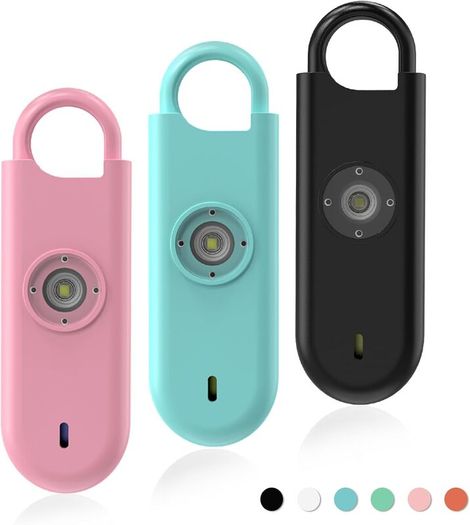 Personal Safety Alarm for Women, 3 Pack 140DB Rape Panic Attack Alarm Keychain Police Approved with Low Battery Notice with Strobe Light, Gift for Kids Elderly College Girls(Pink+Blue+Black)