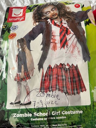 Zombie school girl uniform age 7-9