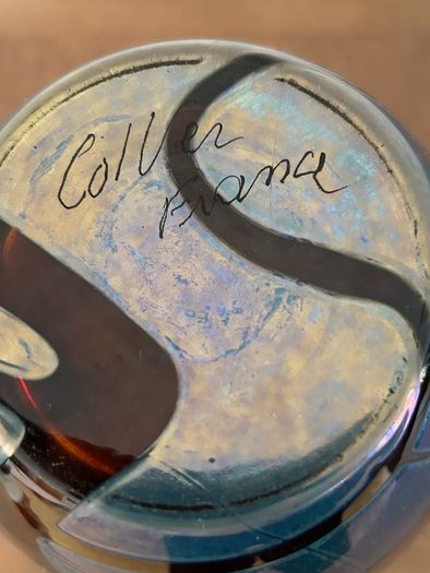 Colver France art glass, signed, iridescent blue, collectors item, vase