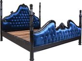 FOUR-POSTER BED CHATEAU MONTESPAN Column Bed 180 x 200 cm Double Bed Velvet Solid Mahogany Bed Frame