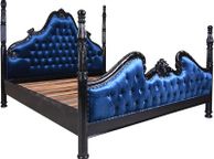 main image for ad FOUR-POSTER BED CHATEAU MONTESPAN Column Bed 180 x 200 cm Double Bed Velvet Solid Mahogany Bed Frame