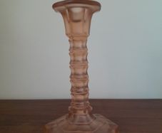 Art Deco Walther and Sohne 'Mary' Pink Frosted Glass Candlestick