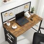 _Desk with Mesh Panel, Computer Table, Computer Table, with Fabric Storage Pockets, for Photos, Stationery, Industrial Style, Rustic Brown and Black Image 6