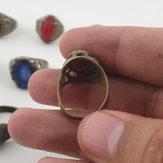 Old World Antique Mixed Brass Artisan Lot of 15 Rings