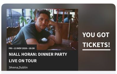 2 x Niall Horan Standing Tickets ( Friday 13th November 2026, 3 Arena, Dublin ).