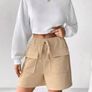 Flap Pocket Tie-Waist Apricot Shorts S Image 4