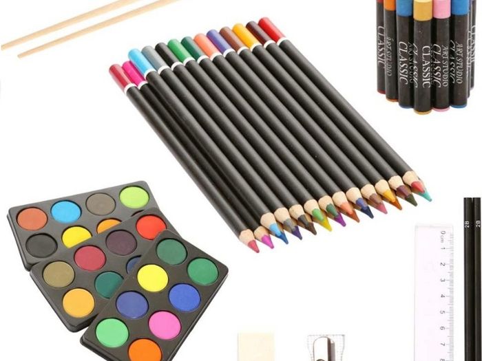 (80 Piece) Deluxe Art Creativity Set and Professional Art Set Box for Colouring Beginners, Great Gift For Artists, Adults Teens, and Children (FREE POSTAGE)
