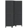 Room Divider 3 Panels Black Solid Wood Paulownia Image 3