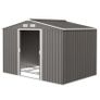 9 x 6FT Outdoor Garden Roofed Metal Storage Shed Tool Box with Foundation Ventilation & Doors Light, Grey Image 10