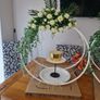 solid oak dining table & 6 cream leather Chairs Image 2