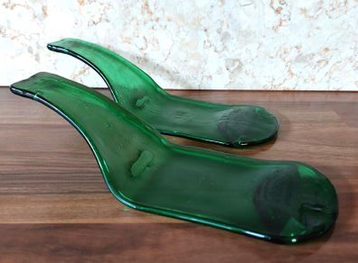 Upcycled Handmade Fused Green Glass Beer Bottles