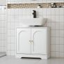 Under Sink Bathroom Cabinet with 2 Arch Doors - White Image 8