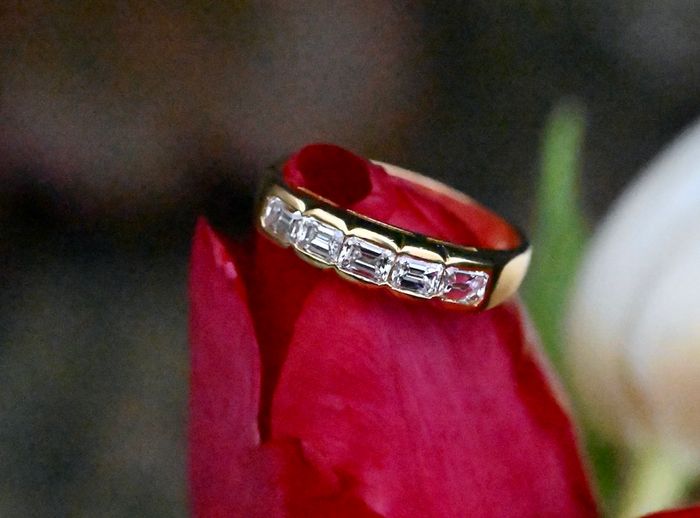 Vintage Italian Emerald Cut Diamond Ring - Unique Eternity Ring