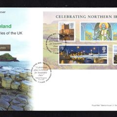 2008 Great Britain Celebrating Northern Ireland Commemorative Stamps Miniature Sheet addressed First Day Cover (FDC) with Edinburgh pictorial cancel