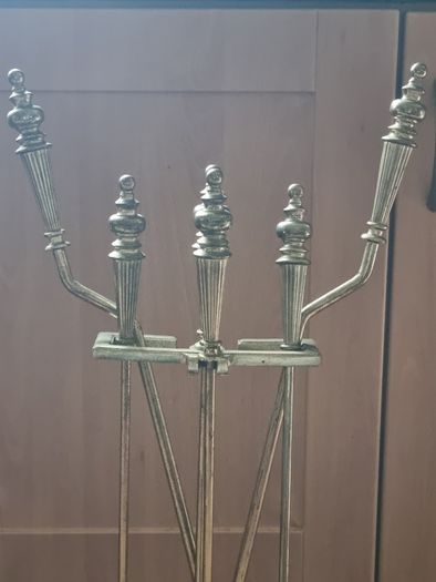 Classic brass fireplace accessories set