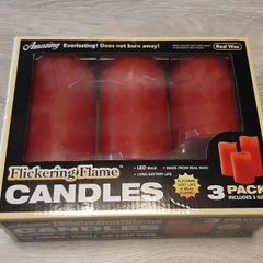 Red Battery LED Flameless Candles 3 pack
