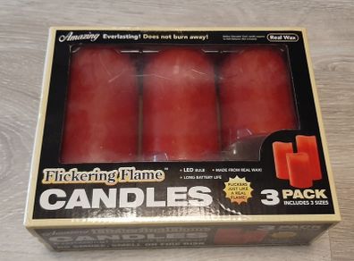 Red Battery LED Flameless Candles 3 pack