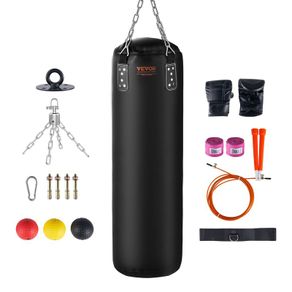 Punching Bag for Adults, 4ft PVC Heavy Boxing Bag Set, Punching Bag with Chains and Gloves, Hanging Boxing Bag for MMA Karate Judo, Muay Thai Kickboxing Boxing, Home Gym Training, (Unfilled)