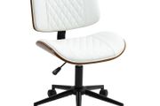 Office Chair Height-Adjustable Desk Chair with Casters, Diamond Quilting 52 x 53 x 80-90 cm White