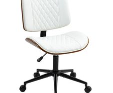 Office Chair Height-Adjustable Desk Chair with Casters, Diamond Quilting 52 x 53 x 80-90 cm White