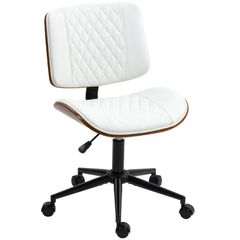 Office Chair Height-Adjustable Desk Chair with Casters, Diamond Quilting 52 x 53 x 80-90 cm White