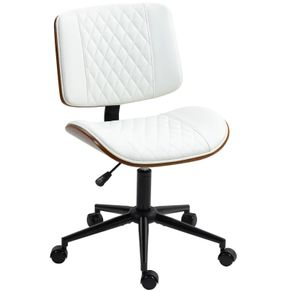 Office Chair Height-Adjustable Desk Chair with Casters, Diamond Quilting 52 x 53 x 80-90 cm White