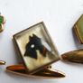 Vintage Trefoil Cufflinks: Reverse Carved Lucite, Gilded Copper Image 9