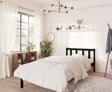 Bed Frame without Mattress Black Solid Wood Small Single