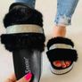 ladies wedges sandals fluffy diamante Image 2