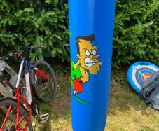 Free kids boxing bag stands up is inflated