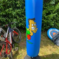 Free kids boxing bag stands up is inflated