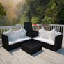 4 Piece Garden Lounge Set with Cushions Poly Rattan Black Image 3