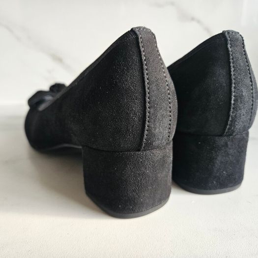 Gabor ladies shoes pumps hooty bow suede leather black RRP 105 euro size UK 4.5 EU 37.5 perfect for back to school new & boxed