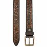 Unisex Genuine Leather Belt Vintage Embossed Design with Antique Buckle Casual & Formal Waist Belt Image 3