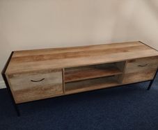 TV Unit Media Stand Storage Cabinet Modern Oak Finish Cupboard and Shelf Storage
