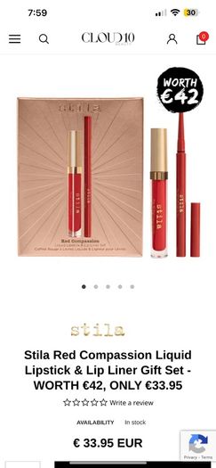 Stila Red Compassion Liquid Lipstick & Lip Liner Gift Set  brand new