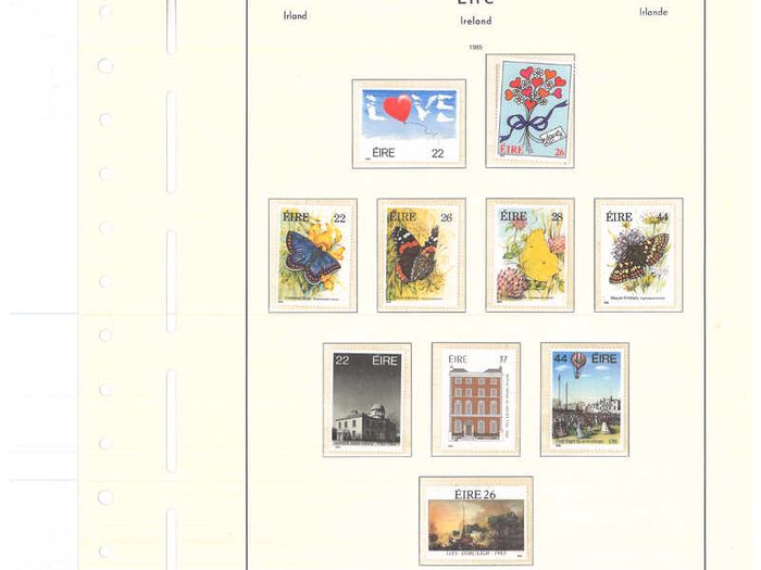 Collection. ireland 1985-1991 commemorative and definitive stamps on Lighthouse (Leuchtturm) pages 57-80 Mint Never Hinged (MNH). I note all commemorative stamps and definitive stamps including Irish Heritage & Treasures set.