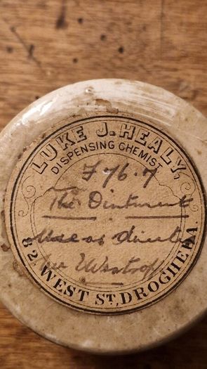 Antique Irish Chemist's Ointment Pots with Original Cardboard Packaging. Drogheda.
