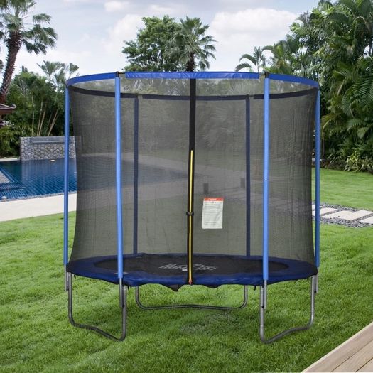 244cm Trampoline for Kids and Adult with Safety Enclosure Net Spring Pad Waterproof Jump Mat for Outdoor Indoor Use