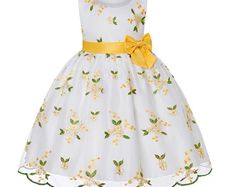 New embroidered bow dress gauze princess girl dress Sz 4-5yrs