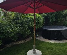 Garden umbrella with base