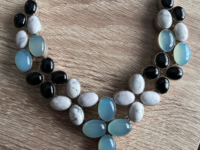 Silver Plated Necklace with Genuine Stones