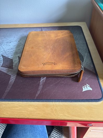 Galen Leather 20 pen zip storage case Crazy Horse leather