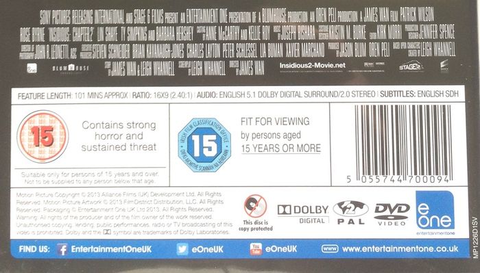 Insidious: Chapter 2 [2013] Patrick Wilson and Rose Byrne [Movie DVD]
