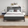 King Size Bed Frame With Storage Headboard, Upholstered Platform Bed Frame/Mattress Foundation/Metal Slat Support/No Box Spring Needed/Dark Grey Image 2