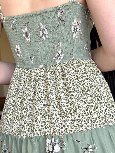 Green Floral Patchwork Maxi Dress - Size  M / 38 / 10