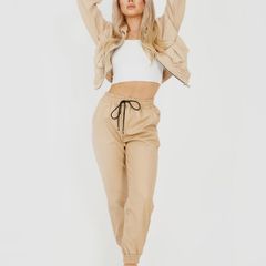 Faux Leather PU Jogger Trousers