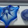 Fabulous Pair of Two Vintage Small Hand-Blown Art Glass Pieces in Shades of Bright Blue and Cornflower Blue, Sold as a Pair Image 5