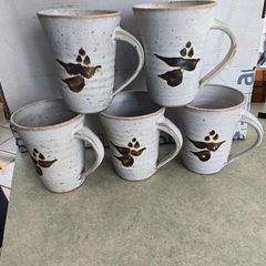 Galway An Spideal pottery mugs set of 5 mugs.